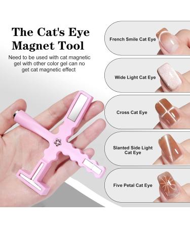 5 in 1 Cat Eye Magnet for Nails - Magnetic Nails Polish Wand - Professional Cat Eye Stick 5 in 1 Nail Design Tools for Salon Studio Home Pink - Buy Online on GoSupps.com