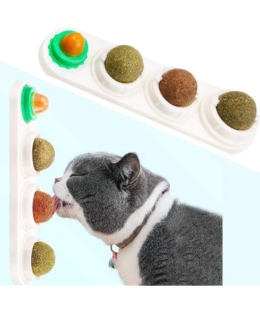 STARROAD-TIM Catnip Balls Catnip Toy for Cats Rotatable Edible Balls Natural Healthy Self-Adhesive Catnip Edible Balls White