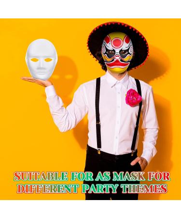 Aoriher 50 Pcs Paper Mache Full Face Masks for DIY Crafts - White Blank Masks for Men, Ideal for Mardi Gras, Masquerade, Art and Cosplay - Buy Online on GoSupps.com