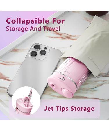 Portable Water Flosser for Travel | Mini Oral Irrigator with 5 Nozzles IPX7 Waterproof Perfect for Teeth Gums & Braces | Cordless & Compact Design in Pink - Buy Online on GoSupps.com
