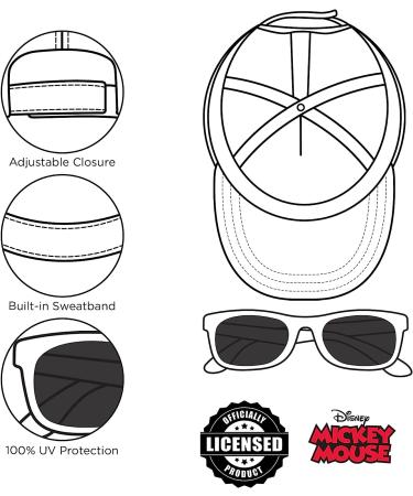 ABG Toddler Boys Mickey Mouse Hat & Sunglasses Set | Ages 2-4 | Kids Baseball Cap - Buy Online on GoSupps.com