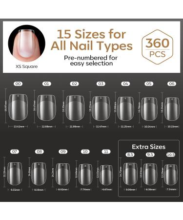 Modelones Modelones 360-Piece Full Cover False Nail Set - Soft Gel - PMMA Resin - DIY Application - Size XS - Car - Buy Online on GoSupps.com