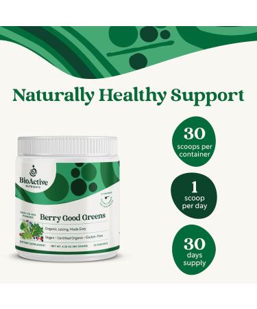 BIOACTIVE NUTRIENTS: Berry Good Greens - Superfood Powder - 30 Servings - 100% USDA Organic Non-GMO Vegan Supplement Helps Boost Energy Detox Healthy Metabolism Whole Food Nutrition - Buy Online on GoSupps.com