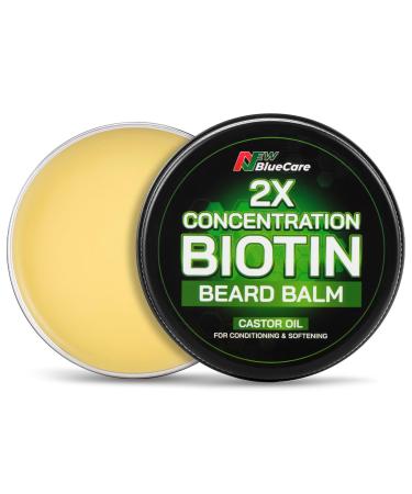 2X Thickening Biotin Beard Balm-Styles Growth Strengthens & Softens Beards and Mustaches - Natural Beard Conditioner Wax with Organic Shea Butter Argan & Jojoba Oils