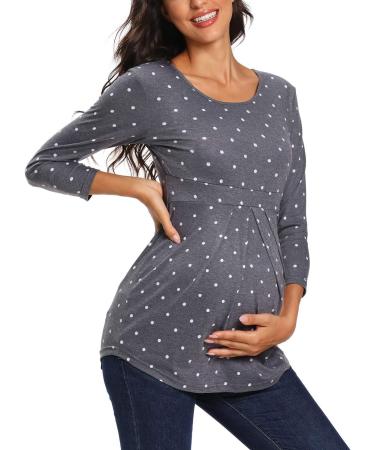 Love2Mi Maternity Top Short Sleeve Pregnancy T-Shirt - Summer Tunic (L, Flower45) - Buy Online on GoSupps.com