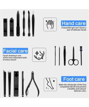 OPKDE 16 in 1 Nail Cutter Professional Stainless Steel Scissors Grooming kit Art Cuticle Utility Tools Nail Clipper Manicure Set(Green) - Buy Online on GoSupps.com