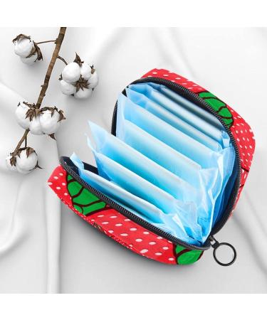 Menstruation Pad Bag with Zipper - Stylish Women's Napkin & Tampon Bag in Red Strawberry Pattern for Girls - International Shipping Available - Buy Online on GoSupps.com