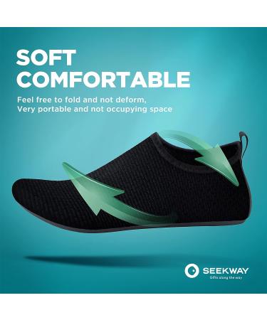 SEEKWAY Water Shoes - Quick Dry Aqua Socks for Beach, Pool & Surf - Black SK002 - Size 8.5-9.5 Women/7.5-8.5 Men - Buy Online on GoSupps.com