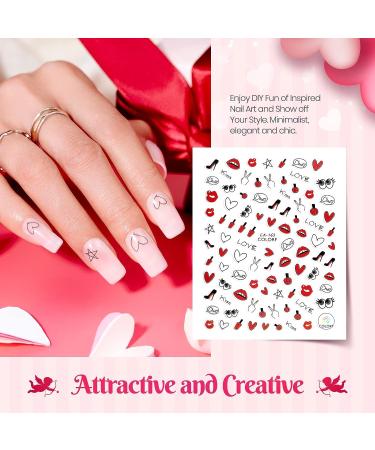 Beetles Spring Summer Nail Stickers - 6 Sheets 3D Self-Adhesive Decals for Manicure - Love Heart Kiss Red Lips Design - Nail Art Decoration for Women and Girls - Buy Online on GoSupps.com