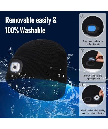 SMINIKER USB Rechargeable Beanie Hat with Light - Unisex Headlamp Beanie for Men, Women, Teens in Black - Buy Online on GoSupps.com