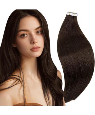 Runature tape extensions real hair dark brown 20 pieces 25cm real hair extensions tape brown real hair 30g tape in extensions real hair short brown hair extreme real hair color #2 25.4 cm #2 - Buy Online on GoSupps.com