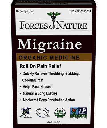 Organic Migraine Pain Relief - Forces of Nature 4ml | Non GMO, Chemical-Free - Alleviates Aura, Headache, Nausea and Fatigue | 0.14 Fl Oz (Pack of 1) - Buy Online on GoSupps.com