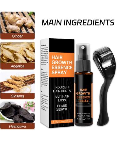 Spray Repousse Cheveux + Rouleau Repousse Cheveux Spray Repousse Cheveux Pour Hommes Femmes Spray Repousse Cheveux L'huile De Gingembre Stoppe La Chute Des Cheveux (Spray+Roller) - Buy Online on GoSupps.com