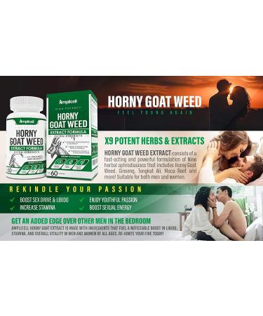 Horny Goat Weed Capsules - Natural Male & Female Enhancer with L-Arginine, Tongkat Ali, Panax Ginseng & Maca Root - Mood Boost & Energy Pills - 60 Count - Buy Online on GoSupps.com