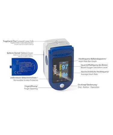 Pulse Oximeter PULOX PO-200 Solo - Blue Finger Pulse Oximeter for Accurate Pulse & Oxygen Saturation Measurement International Shipping Available - Buy Online on GoSupps.com