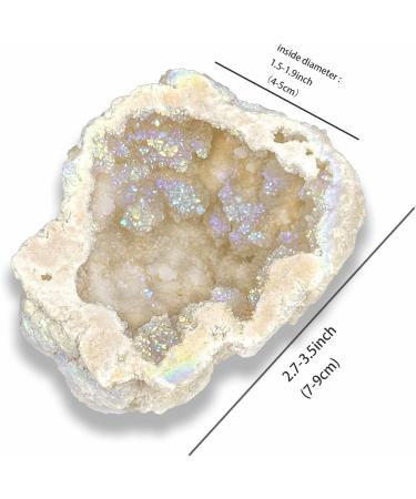 Natural Crystal Rough Natural White Geode Rainbow Titanium Coated Quartz Cluster Specimen Angel Halo - Buy Online on GoSupps.com