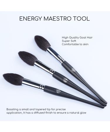 ENERGY Highlighter Brush - Professional Tapered Blush & Makeup Brush for Highlighting & Contouring - Premium Goat Hair Ideal for Loose & Compact Powder - Buy Online on GoSupps.com