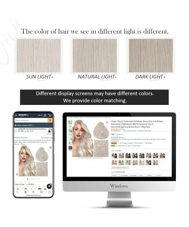 Vivien Clip-In Real Hair Extensions - Platinum Blonde #60 | 30cm 80g - Premium Remy Clip Extensions - Buy Online on GoSupps.com