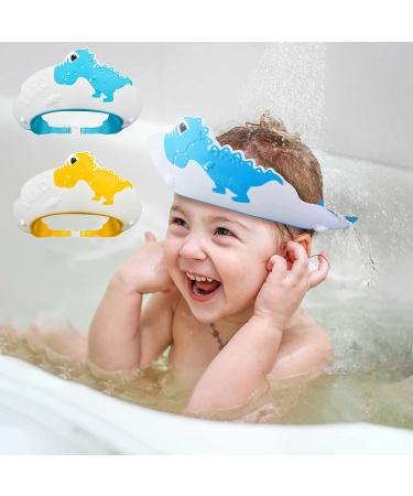 2 Pack Baby Shower Cap for Kids - Dinosaur Design | Toddler Bath Hat and Shampoo Shield | Head Protector for Safe Hair Washing | Blue - Buy Online on GoSupps.com