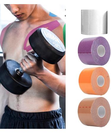 Buy Kinesiology Tape - 4 Rolls of Elastic Waterproof Muscle Tape for Sports Injury Skin-Friendly & Available in 4 Colors - Buy Online on GoSupps.com