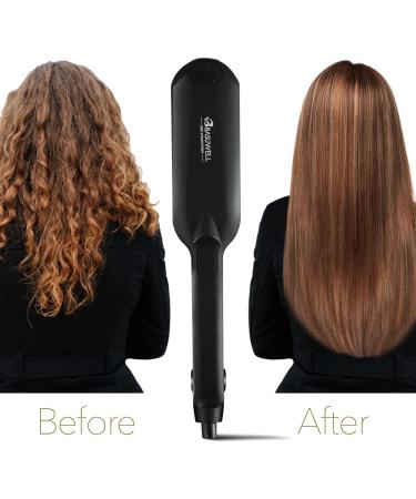 Basuwell Professional Wide Plate Hair Straightener - Five-Speed Temperature Control for Thick Hair | Fast Salon Styler with UK Plug - Black - Buy Online on GoSupps.com