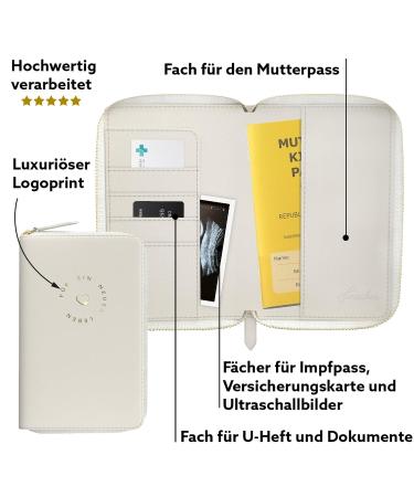 Luxurious Mother-Child Passport Holder for Austria | Saffiano Leather Optics (Beige) | Ultrasound Images Vaccination Pass | Perfect Gift for Expecting Mothers - Buy Online on GoSupps.com