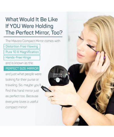 Pocket-Sized 1x/10x Magnifying Compact Mirror for Purses - Double Sided Travel Makeup Mirror - Distortion-Free Portable Mirror - 4 Inch, Black - Buy Online on GoSupps.com