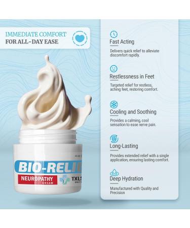 TXLSC LLC BIO RELIEF Neuropathy Cream 4oz Made in USA - Buy Online on GoSupps.com