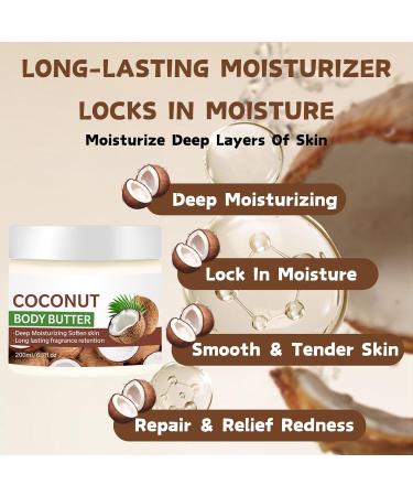 Coconut Body Butter - Body Butter for Moisturizing & Repairing - Body Butter for Women - Body Lotion for Dry Skin - Coconut Body Oil for Soften & Smooth Skin - Coconut Moisturiser - Buy Online on GoSupps.com