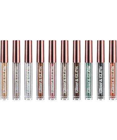 sillervan Glitter Liquid Eyeshadow Set 10 Colors Colorful Glitter Eyeliners Sparkling Eye Shadow Makeup Kits Astonishing - Buy Online on GoSupps.com