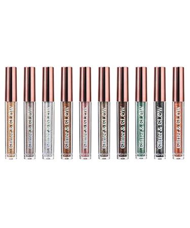 Liquid Eyeshadow Set 10 Colors Eyeshadow Set - Liquid High-pigmented and Waterproof Long Lasting Quick-Drying Eyeshadow Holographic