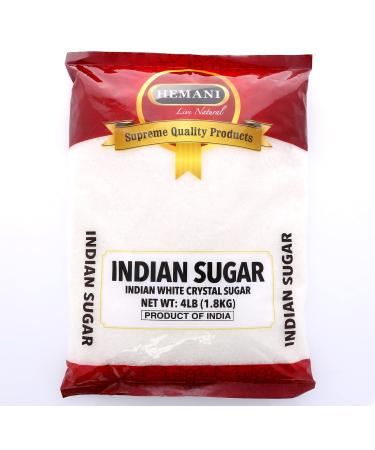 HEMANI Indian Desi Sugar - White Crystal Sugar - Cane Sugar - 4LB (1.8 KG) - All Natural - Gluten Friendly - No Colors - Vegan - Indian Origin