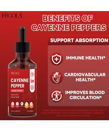 Frcola Cayenne Pepper Liquid Drops Vascular Flow Support Supplement with Turmeric Ginger Vitamin D3 K2 Non-GMO Vegan Formula 2 Fl Oz - Buy Online on GoSupps.com