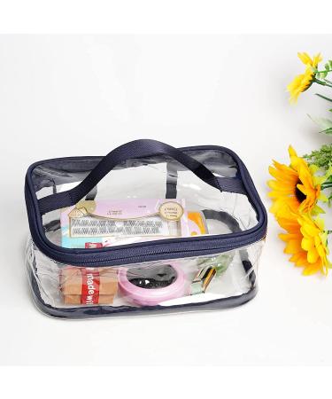 Travel Makeup Bag Set - 2 Pack Clear PVC Zippered Cosmetic Organizers (Wine Red, Navy) - Buy Online on GoSupps.com