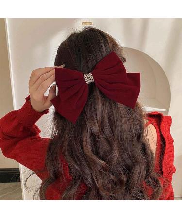Atentuyi Vintage Large Red Bow Barrette Velvet Bow Hair Clip Silk Bow Hair Barrette Satin Ribbion Bow Clip Big Bow Headpiece Retro Bowknot Accessories for Women and Girls color 2 - Buy Online on GoSupps.com