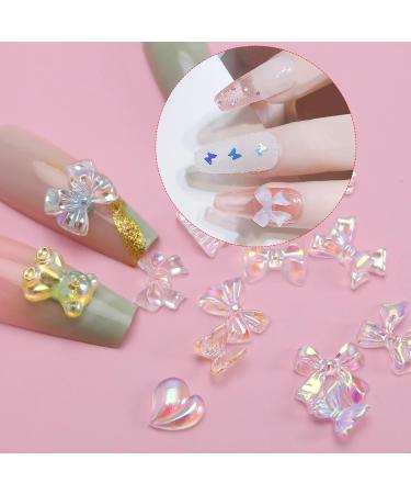 eMagTech 200pcs 3D Bear Butterfly Nail Art Charms | Resin Nail Decoration Accessories for Women & Girls | Perfect for Salon & DIY - Buy Online on GoSupps.com