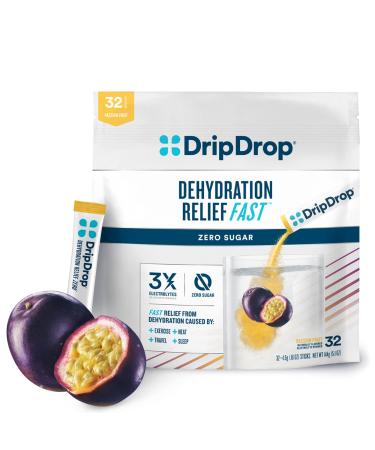 DripDrop Hydration - Zero Sugar Electrolyte Powder Packets Keto - Passion Fruit - 32 Count Passion Fruit 32 Count (Pack of 1)