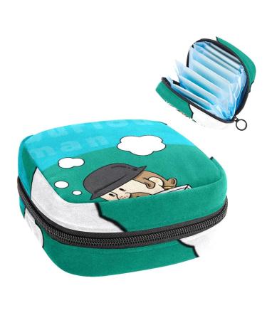 GIAPB Period Bag Sanitary Napkin Storage Bag Period Pouch Travel Makeup Bag Book Blue Background Color2151