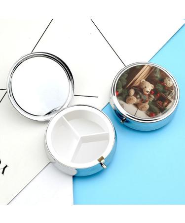 Portable 3 Compartment Pill Box - Travel-Friendly Xmas Tree Bear Doll Design | Small Pill Organizer for Handbag & Pocket - Buy Online on GoSupps.com