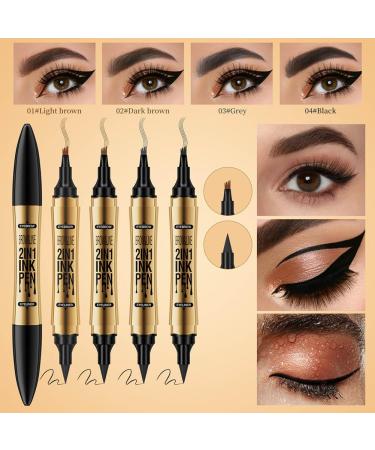 2 in 1 Magic Eyebrow Pencil - Microblade Eyebrow Pen for Natural Makeup - Gold-Black - Buy Online on GoSupps.com