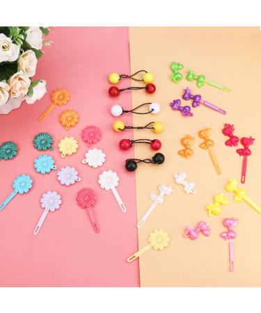 84-Piece Colorful Self Hinge Hair Barrettes & 17mm Ball Ponytail Holders Set for Girls - Elastic 80s 90s Hair Clip Pins Accessories - Buy Online on GoSupps.com