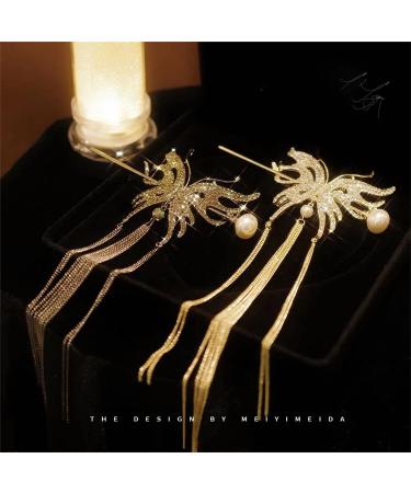 Metal Black Butterfly Hair Stick with Pearl | Hair Chopsticks Chignon Pin | Chinese Hair Accessories for Women - Buy Online on GoSupps.com