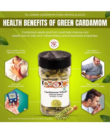 Taj Green Cardamom Pods - Premium Indian Elaichi Elachi, 2oz (56g) - Buy Online on GoSupps.com