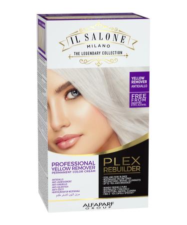 Il Salone Milano Plex Rebuilder - Yellow Remover Hair Dye Kit for Blonde  Grey  White  Natural or Colored Hair - Neutralizes Brassy Tones - Professional Salon - Paraffin  Paraben  Ethyl Alcohol Free