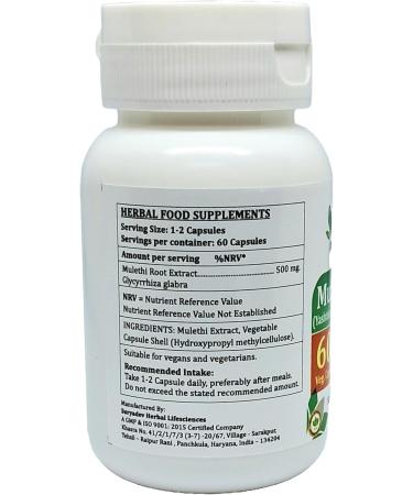 Mulethi Forte Capsules 500 mg. 60 Veg. Capsule | Yasthimadhu (Glycyrrhiza Glabra) Extract Capsules for Men and women | Ayurvedic Herbal Supplement/Remedies | 10:1 Forte (2 Bottles of 60 Capsules) 120 Count (Pack of 1) - Buy Online on GoSupps.com