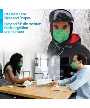 Virshields FFP2 Mask - PFE 94% VFE 99.99% | EN 149:2001 Certified | 5-Layer Protective Breathing Mask Green | Buy 10-2000 Pieces - Made in EU - Buy Online on GoSupps.com