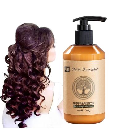 Original and Genuine Long-lasting Styling Moroccan Volume Moisturizing Elasticity 300g Hydrating Styling Cream Moisture Styling Elastin Conditioner for Curly Hair (1 Bottle)