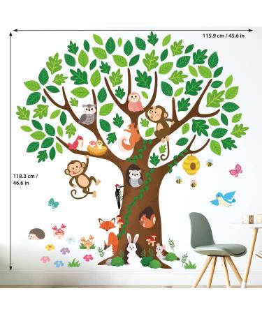 DECOWALL SG-2211 Giant Tree Kids Wall Stickers - Peel and Stick Animals for Nursery Decor - Removable Monkey Big Tree Decals for Bedroom, Living Room, Playroom - Art Murals Decorations - Buy Online on GoSupps.com