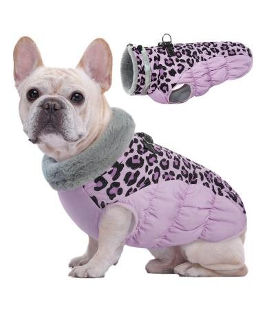 Kuoser warm dog jacket reflective dog coat windproof dog coat for small dogs fashion dog coat large dogs dogs winter coat dog coat with dishes purple S S Lila