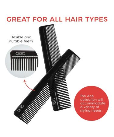 Ace Hair Dressing Comb 7.5 Inch Black - Fine Teeth for Thin to Medium Hair - Buy Online on GoSupps.com
